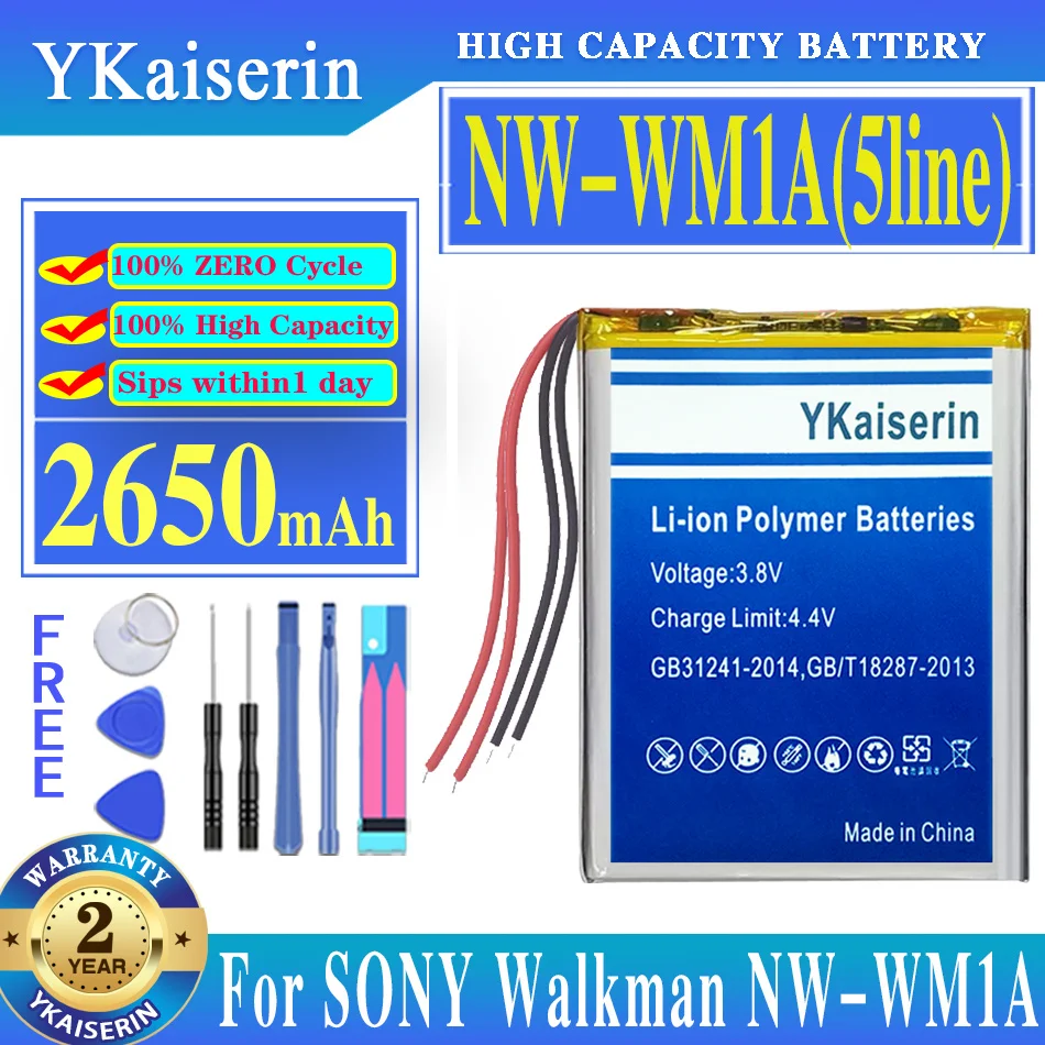 Sostituzione Della Batteria Ykaiserin Nw-Wm1A (5Line) Per Sony Walkman Nw-Wm1A Nw-Wm1Z Player Accumulatore 2650Mah Batterie Strumenti A 5 Fili