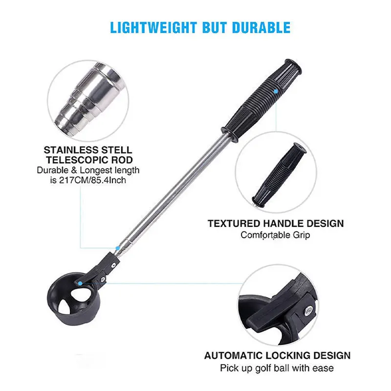 Retractable Golf Ball Picker Stainless Steel High Quality Portable Tools Telescopic Automatic Locking Picker Golf Ball Tools 3