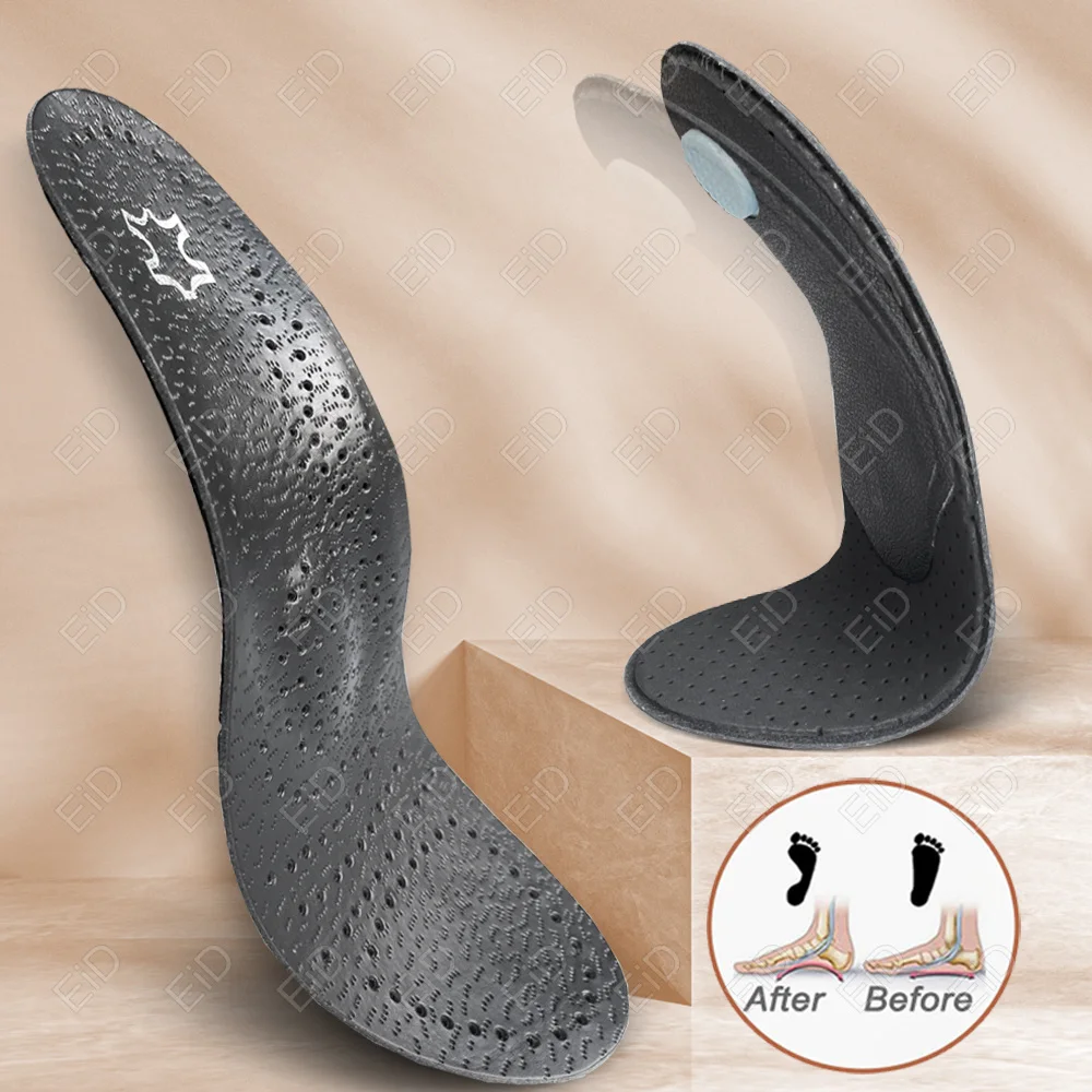 Klassische orthopädische Leder-Einlegesohle für Plattfüße, Fußgewölbeunterstützung, orthopädische Schuhe, Sohlen-Einlegesohlen für Füße, O/X-Bein, korrigiert für Männer und Frauen – Detail 6
