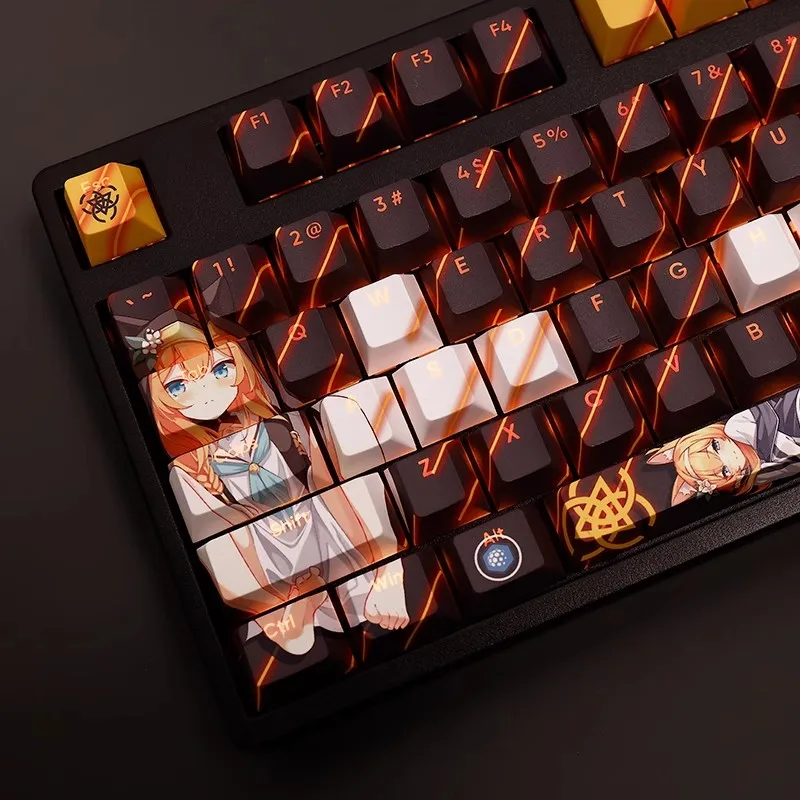 Anime Gaming Key Caps para Teclado Arquivo Azul Lochi Mari Pbt Dye Subbed Backlit Ansi 61 87 104 108 Chaves Set - Imagem 5