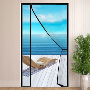Magnetic Door Screen Custom Size Mosquito Net Curtain Fly Insect Automatic Closing Invisible Mesh For Kitchen indoor living room