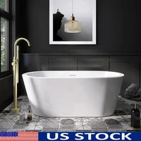 61" White Acrylic Freestanding Tub cUPC Certified Integrated Overflow and Drain Ergonomic Design High Load Capacity Easy 1