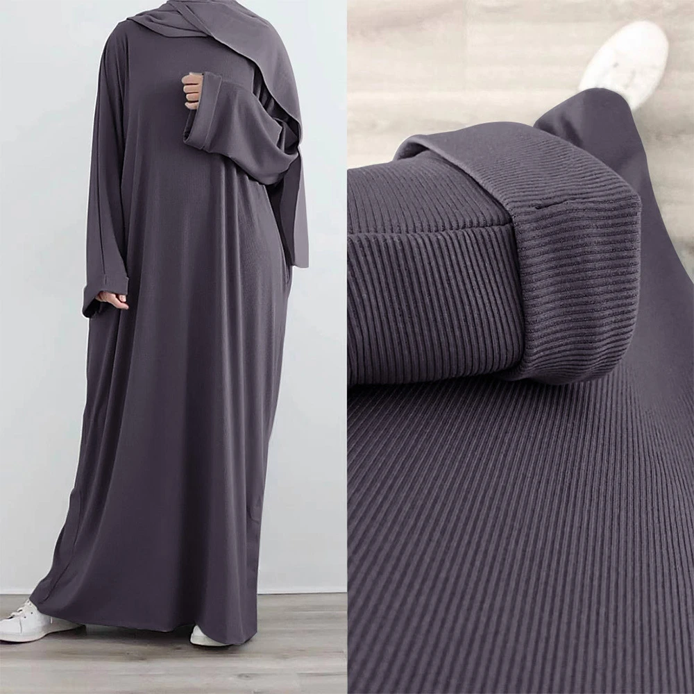 

Knitted Abaya Muslim Women Long Sleeve Dress Autumn Winter Jalabiya Islam Clothing Turkish Modest Robe Dubai Kaftan Femme Caftan