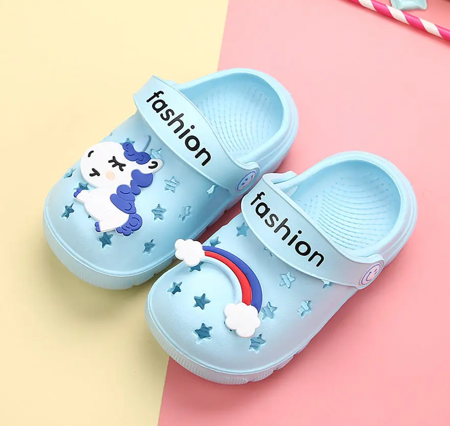 leather girl in boots 2022 Summer Kids Garden Shoes Boys Girls Unicorn Slippers Rainbow Shoes Toddler Cartoon Animal Outdoor Slippers best leather shoes Children's Shoes