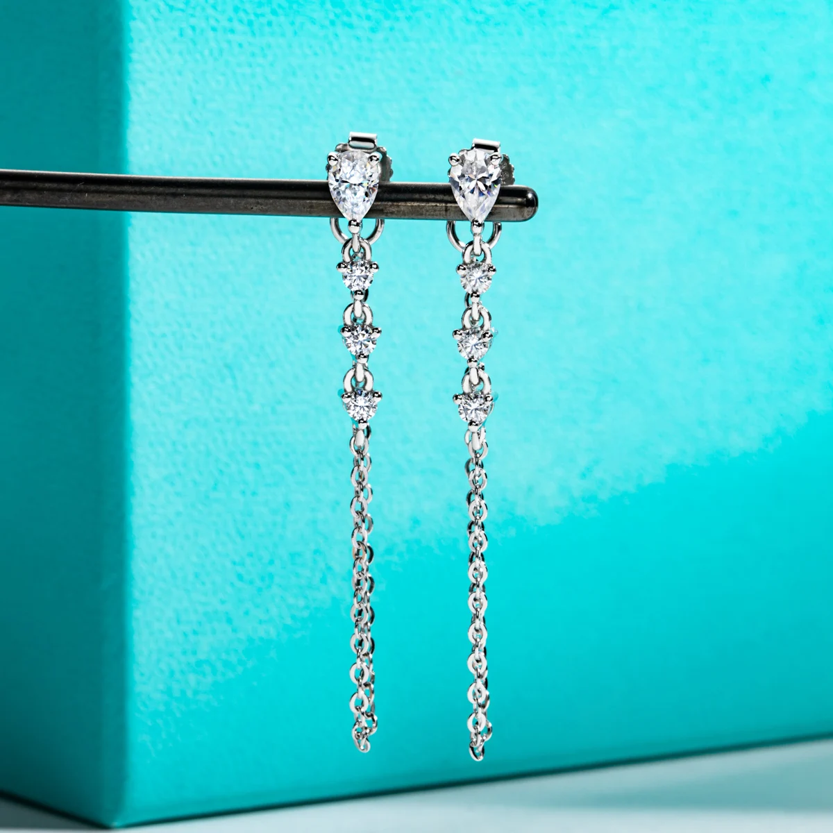 AnuJewel 1cttw Pear Moissanite Drop Earrings 925 Sterling Silver D Color Lab Created Diamond Dangle Earrings For Women Jewelry