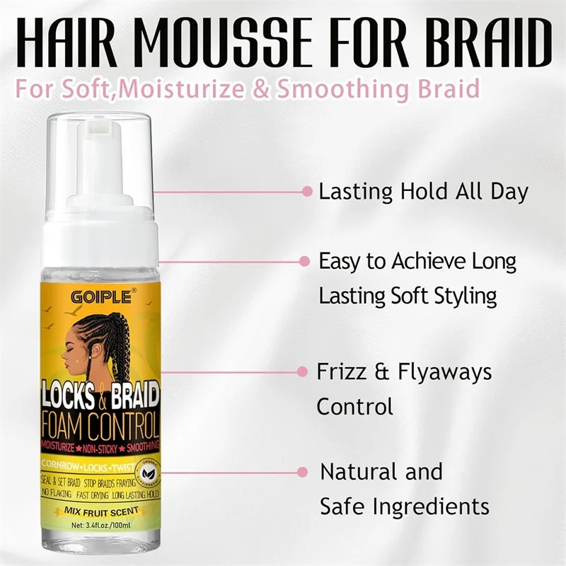 Braid Cleansing Care Set Dreadlock Shampoo for All Hair Types Braiding Mousse Rosemary Oil for Moisturizing Hair Scalp Soothing 3