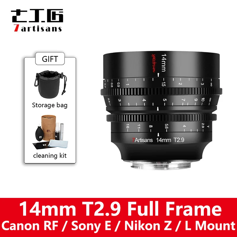 7 Artigiani 14Mm T2.9 Full Frame Large Aperture Spettro Manuale Cine Lens Per Sony E Zve10 Nikon Z Leica Tl Sigma Fp Canon Rf R5