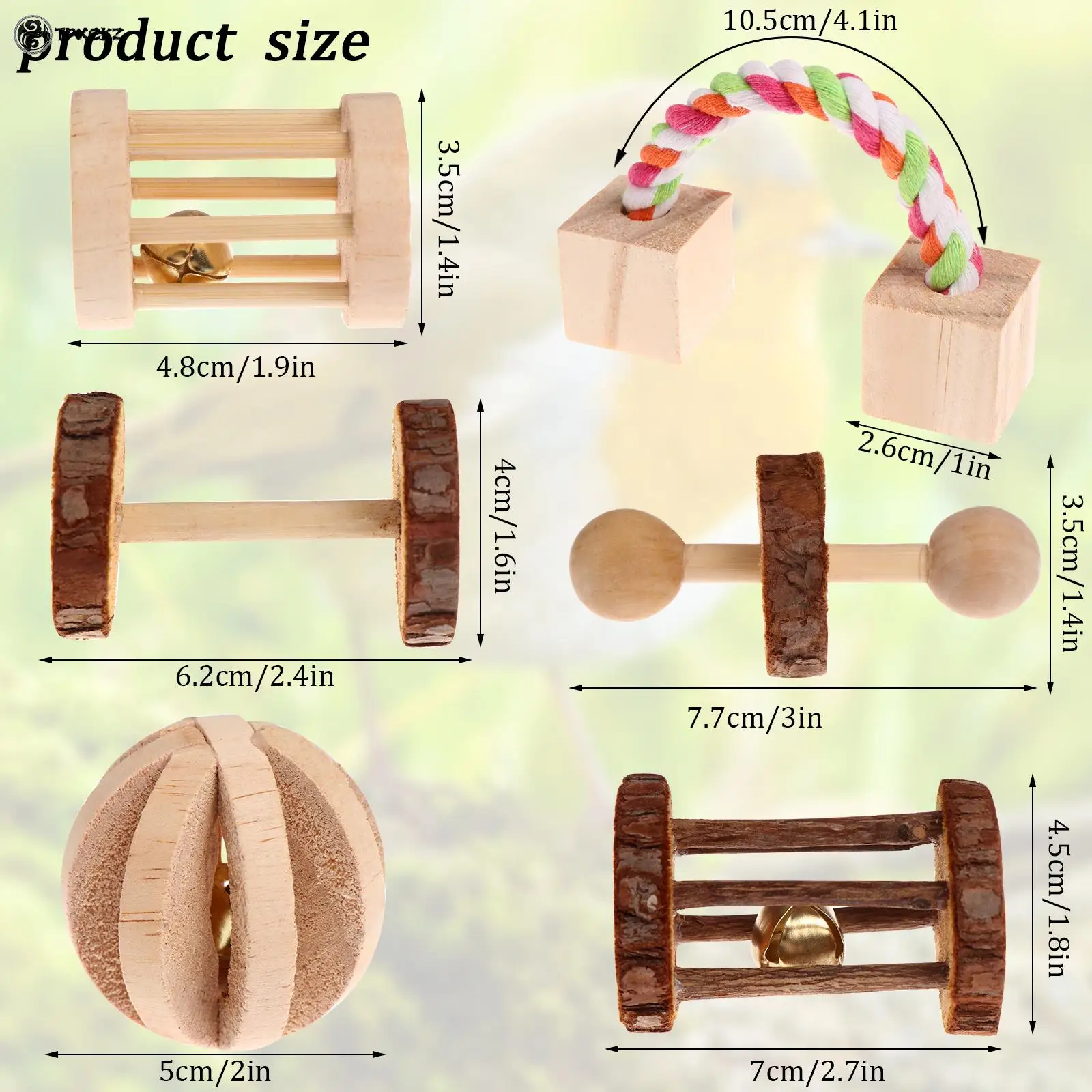 6Pcs/Set Pet Hamster Natural Wooden Chewing Toys 3
