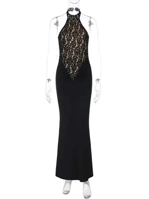 Karla Lace Halter Backless Maxi Dress 6