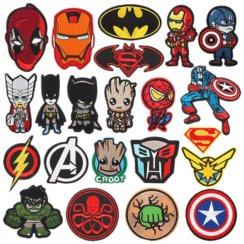 Disney Marvel Spiderman Hulk Embroidery Patches on Clothes Stickers for Jackets Anime Cartoon Decor Pants Bag Clothing Patch