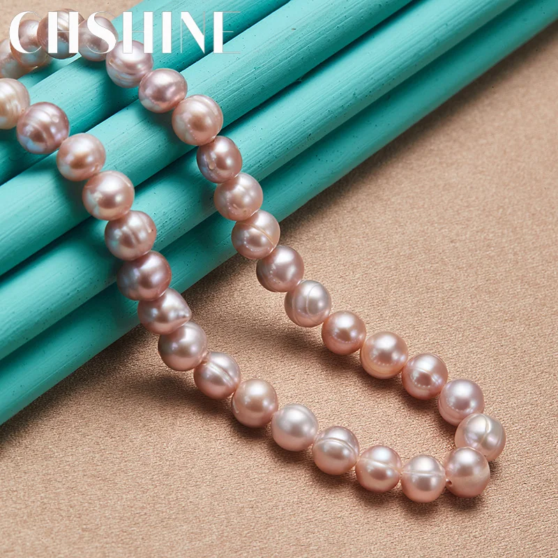 CHSHINE 925 Sterling Silver Natural Freshwater Pearls 16/18/20" Necklace For Men Women Wedding Charm Engagement Fashion Jewelry - Image 4