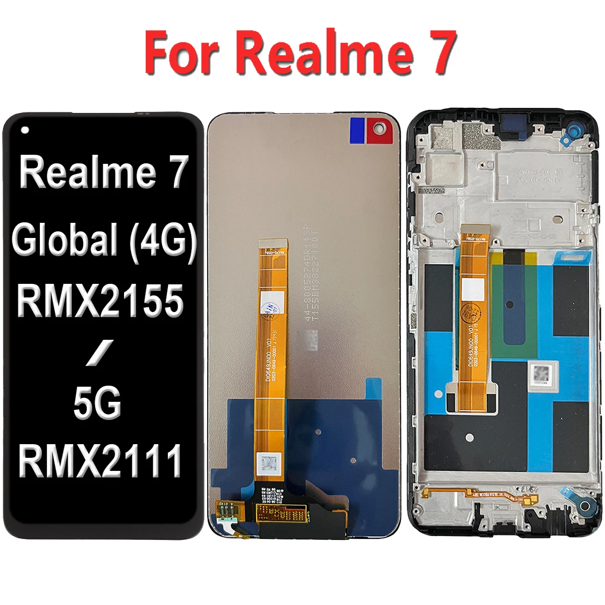 Original Display For Realme 7 4G 5G RMX2155 RMX2111 LCD Dipslay Touch Screen Replacement Digitizer For Realme7 LCD With Frame