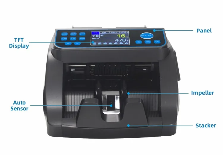 Description Picture 6 of itemPKR/EUR/INR/IQD Mix Value Money Counting Machine Fake Cash Bill Detector 6000E Banknote Counters