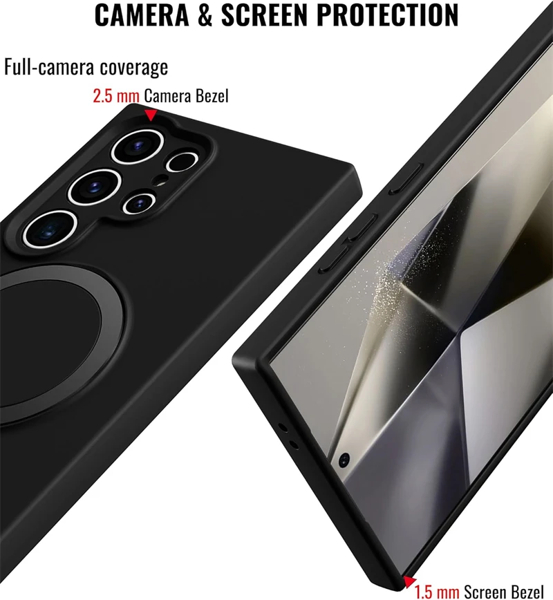 Magnetic Liquid Silicone Phone Case with Ring Holder and Magsafe Compatibility