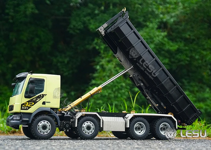 Lesu 1/14 Roll-On-Off Rc Dumper Kit Idraulico Vm Cab Telaio In Metallo Verniciato Luce Suono Remoto Camion Auto Giocattolo All'Aperto