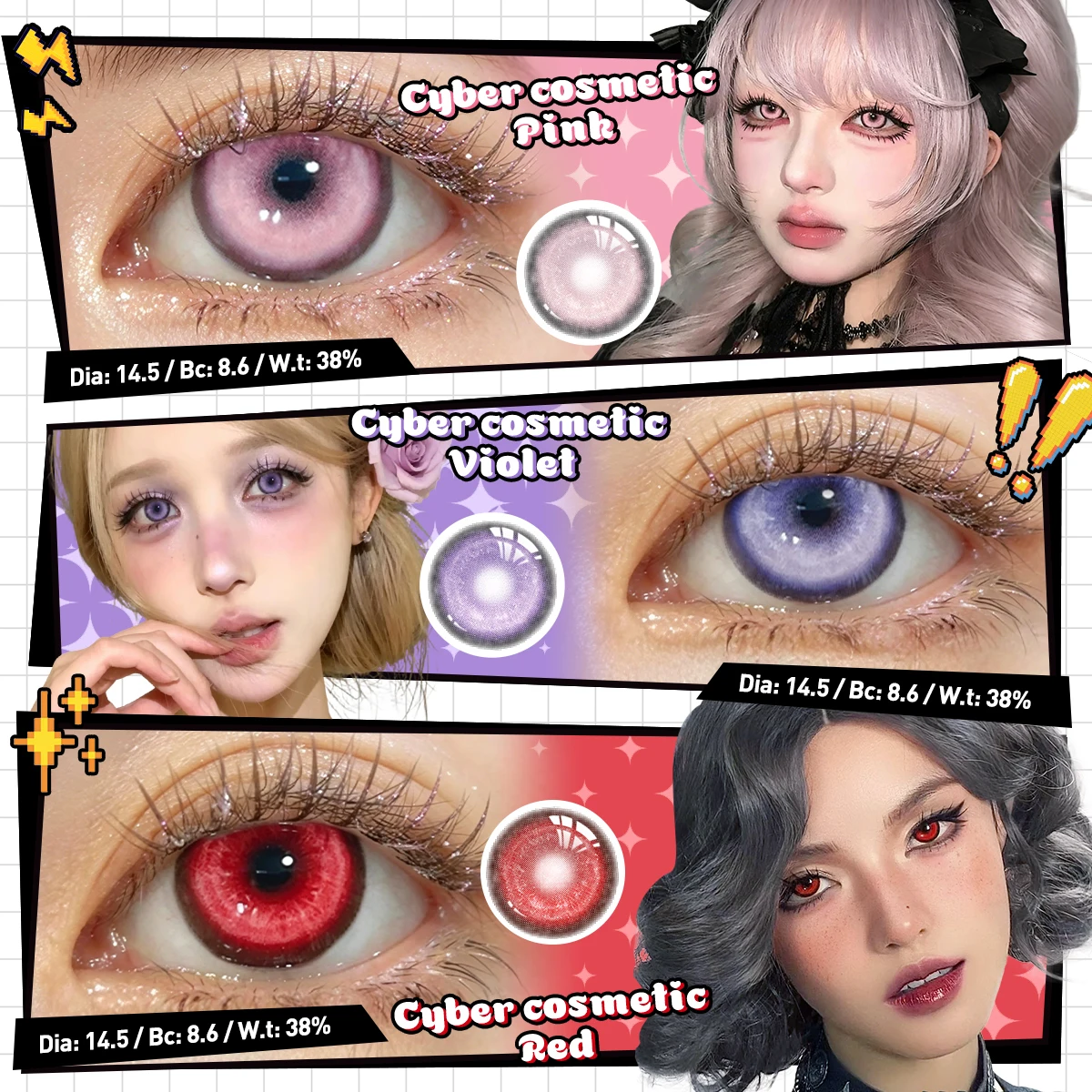 Vibrant Blue Small Pupil Cosmetic Contact Lenses - Enhance & Enlarge Eyes for Cosplay & Makeup (6-Month Wear)