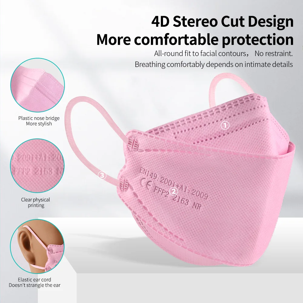 Disposable Face Mask KN95 Mask 3D Fish Mask CE ffp2mask 4 Layers Adult FFP2 Mascarillas Homologada FPP2 Respirator Reusable KN95 Filter Mascherina FFP 2 FFPP