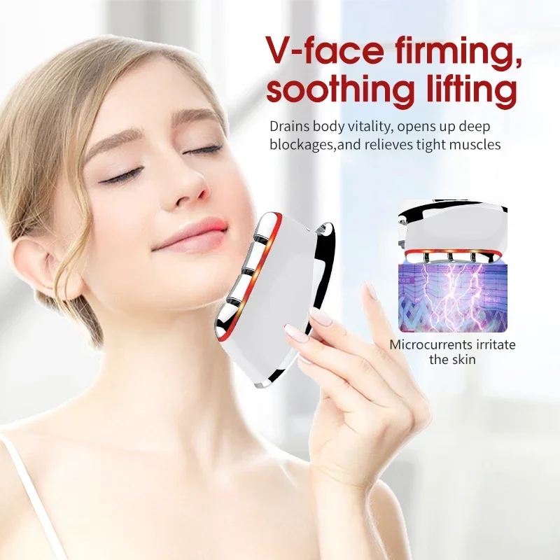 EMS Dredging Meridian Massage Brush Electric Constant Temperature Micro Current Scraping Board V-face Lifting Beauty Instrument