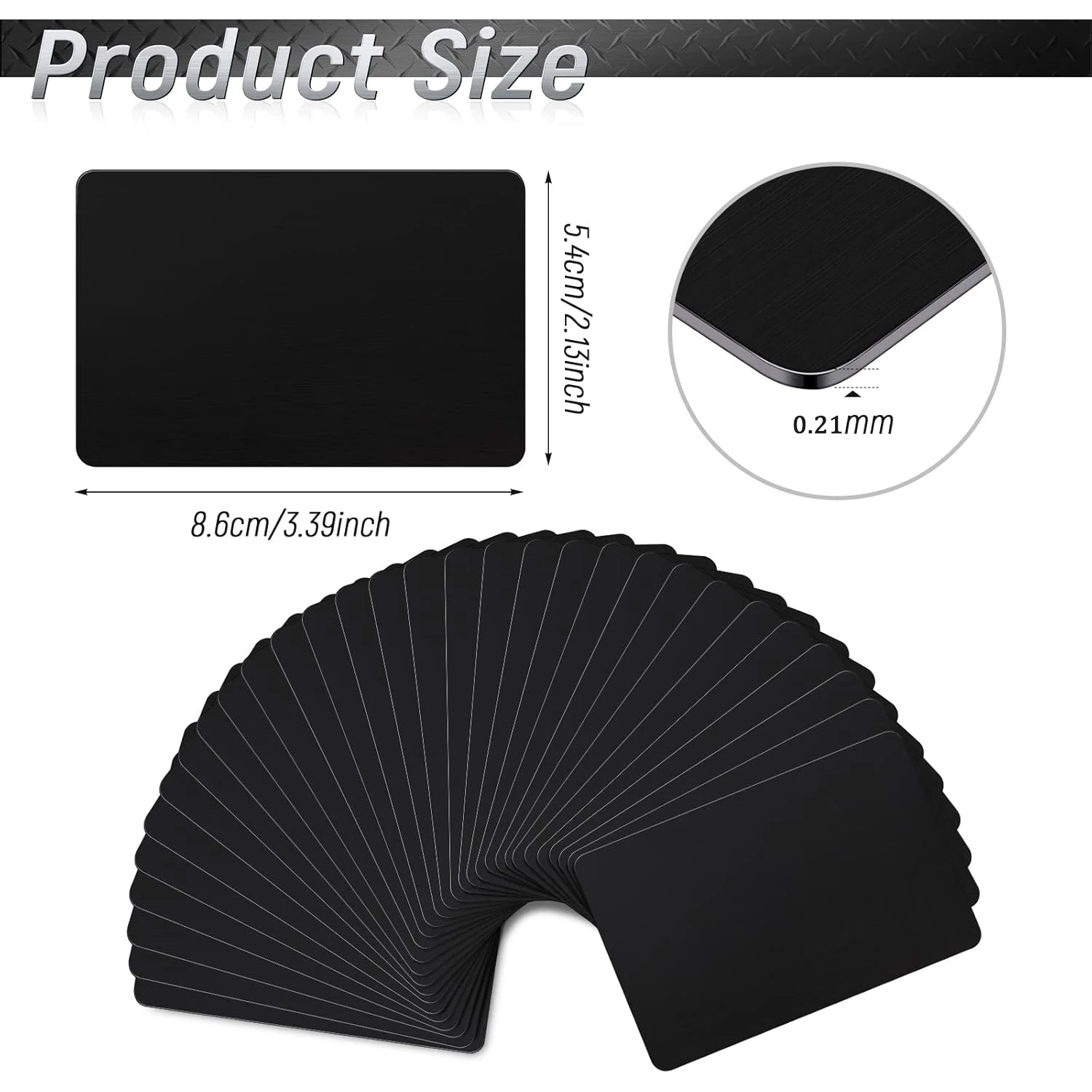 100/빈 금속 명함 두께 0.21mm 레이저 조각 카드 하우스 오피스 고객 DIY 선물 플레이트 초대 카드