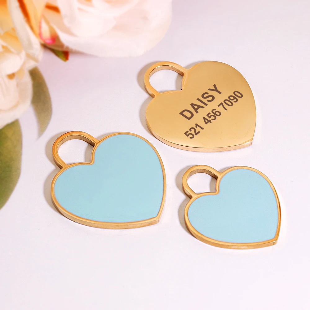 Free Engraved Cat & Dog ID Tag – Personalized Heart Name Pendant Collar Charm