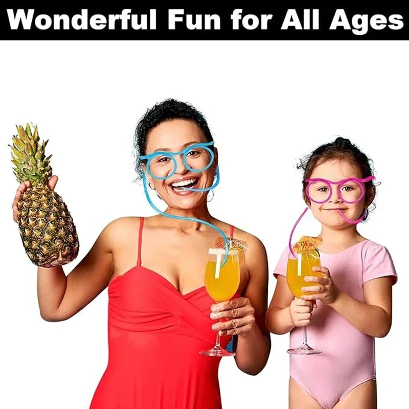 1/5PCS Straw Glasses Funny Soft PVC Flexible Drinking Tube Novelty Entertainment Accessories Party Bar Supplies Christmas Gift