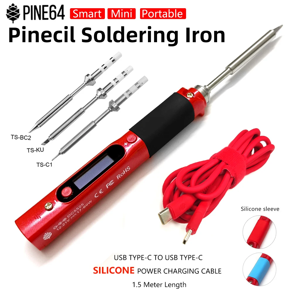 Pine64 Intelligent Portable Mini Smart Soldering Iron With Type-c to Usb C Silicon Power Charging Cable For Pinecil-bb2 hot stapler plastic welder