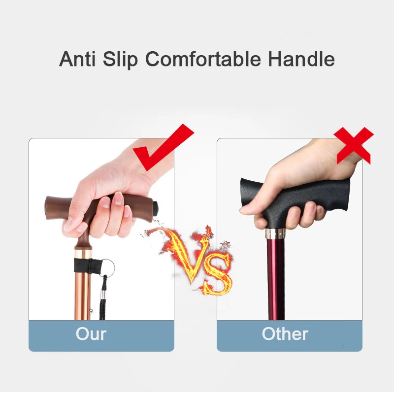 Walking Stick Aluminium Alloy Safety Walking Canes for The Elderly Telescopic with Led Light Folding Walk Crutches Elderly Pole 3