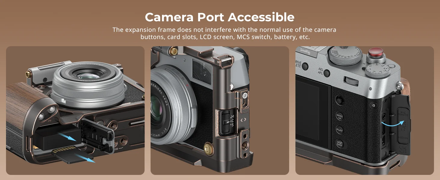 X100VI “Retro” Cage for FUJIFILM X100VI, with Wooden Handgrip, Build-in Arca-Swi