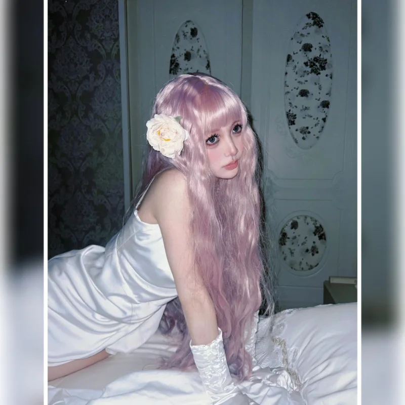 Generic Pink Long Curly Heat-Resistant Synthetic Wig for Cosplay Events