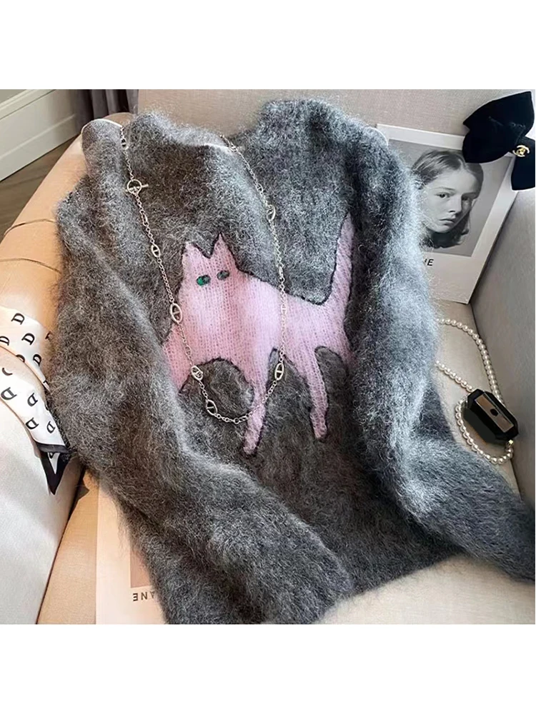 

2022 Winter Korean Fashion Women's Fashion Sweater Original Pattern Design Ladies Luxury Pullover Warm Women Knitting