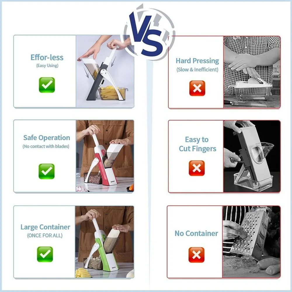 4-in-1 mandoline vegetable cutter with safety handle