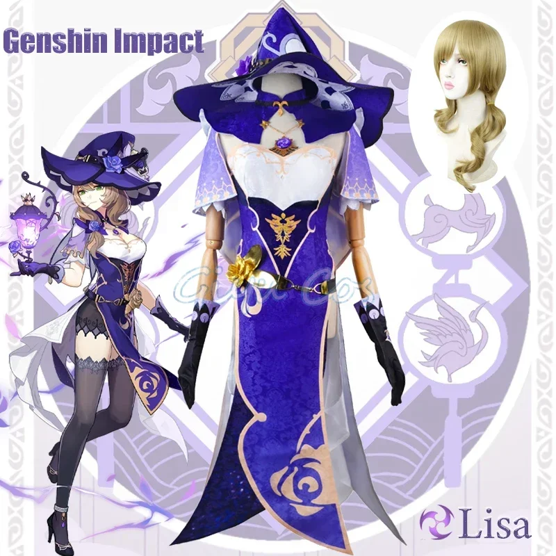 

Genshin Impact Lisa Cosplay Costume Adult Carnival Uniform Anime Halloween Costumes Women Game