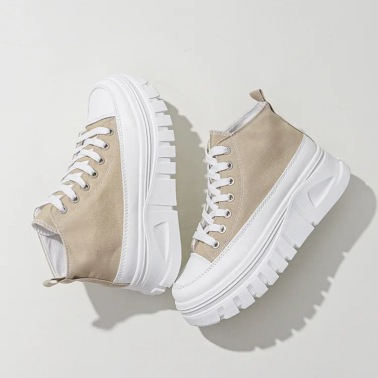 Zapatos de lona a la moda para mujer, zapatos deportivos de suela gruesa y alta para estudiantes, plantilla EVA de verano, superventas transfronteriza