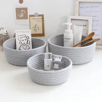 1PC Nordic Hand Woven Cotton Rope Storage Baskets Desktop Sundries Kids Toys Organizer Box Baby Dirty Clothes Laundry Basket 4