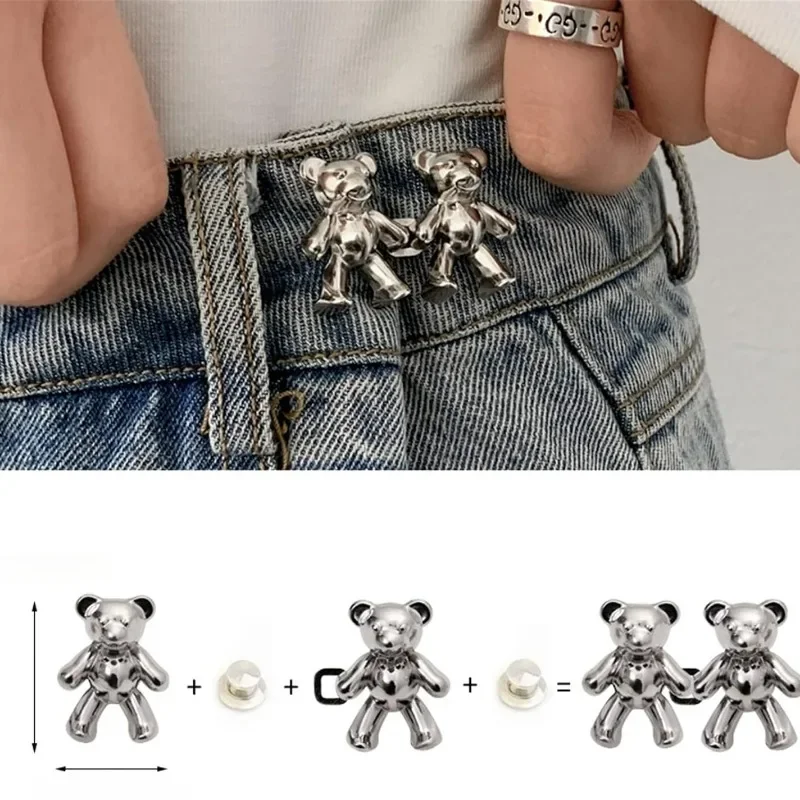 Reduce Jeans Waist Buckle Detachable Cute Small Bear Tighten Clothing Snap Fastener No Need Nailing Pants Waist Tighten Button
