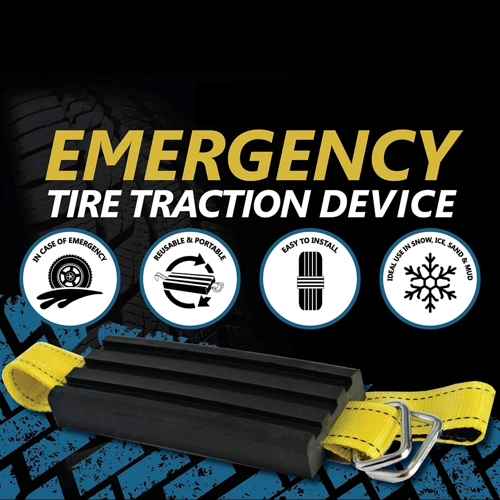 2pcs Tire Traction Device for Trucks & Large SUVs Anti Skid Emergency Tire Straps to Get Unstuck