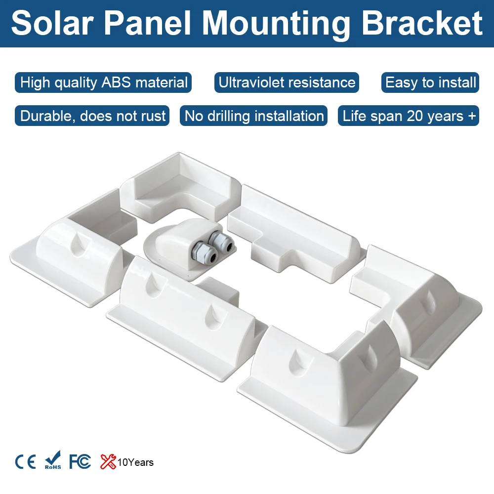 Solar Panel Mounting Bracket White Color Used for RV Caravan Camper Deck of Yacht ABS Material for Solar Panel Support