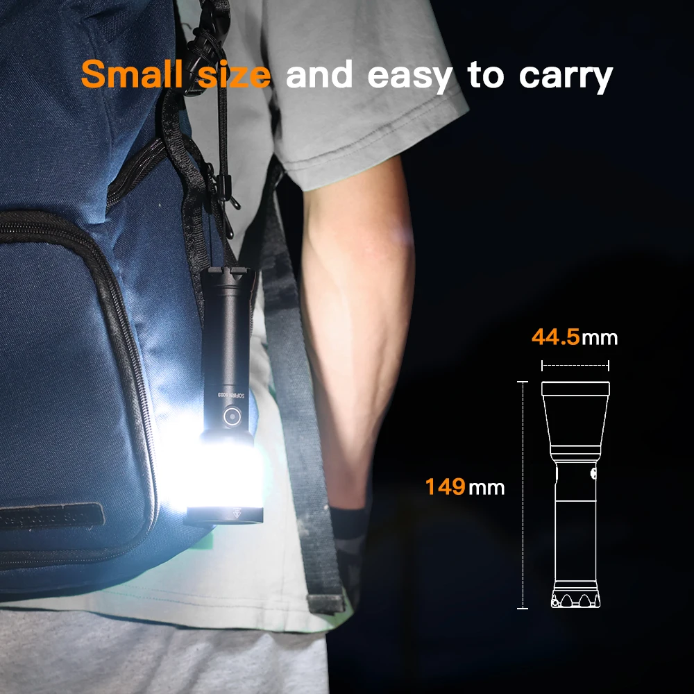Sofirn SC03 Camping Light 2-in-1 2000LM Powerful Flashlight USB C Rechargeable 21700 Lantern Outdoor Torch with Combo Side Light