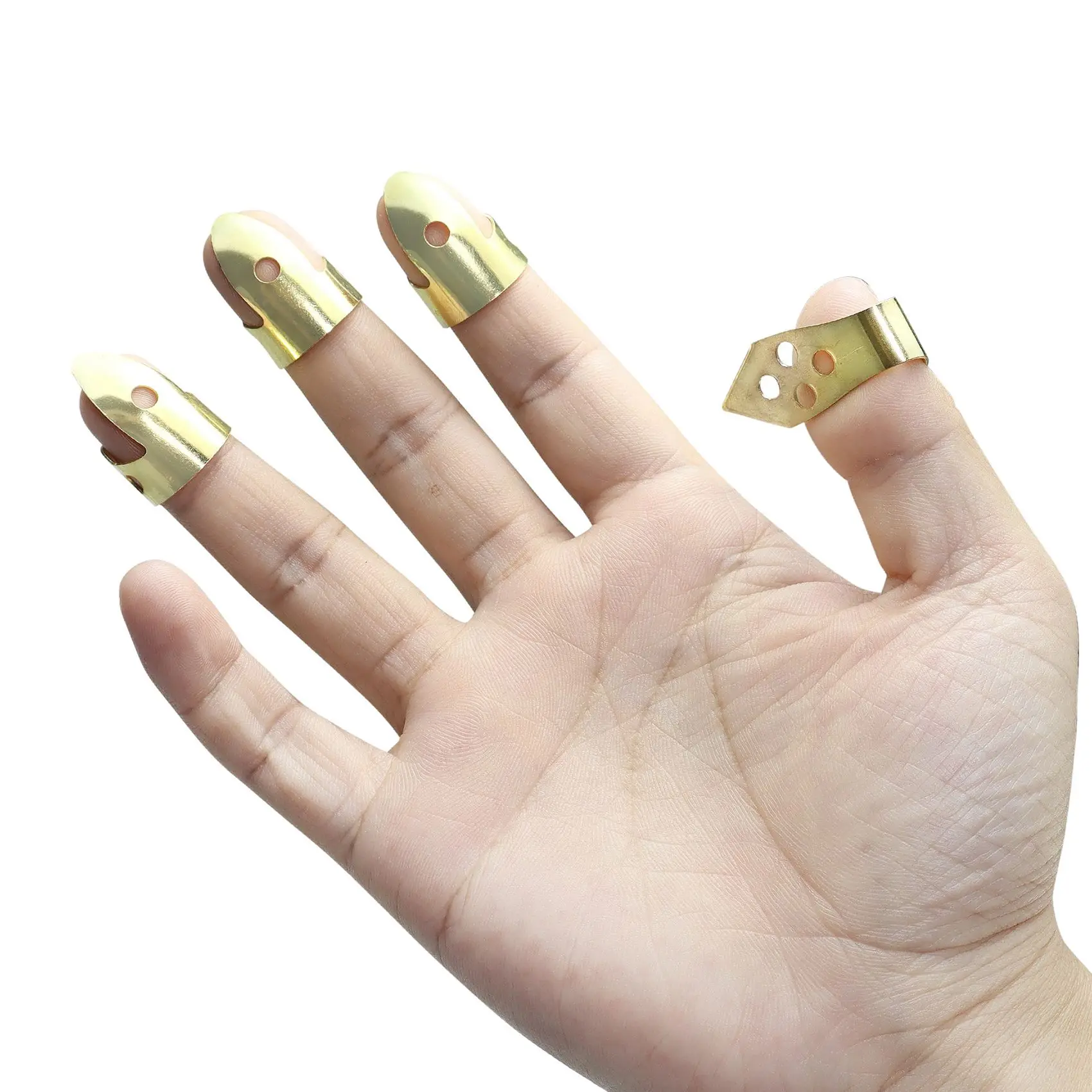 Guitar Finger Picks 3 Index Fingers + 1 Thumb Adjustable Metal Banjo Fingerstyle Pick Finger Protector