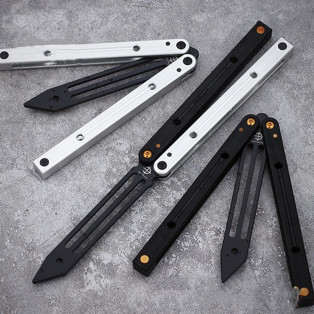 Squid V3.5 Baliplus Clone Balisong Trainer EDC Butterfly Training Knife  Aluminum Channel Handle Bushing
