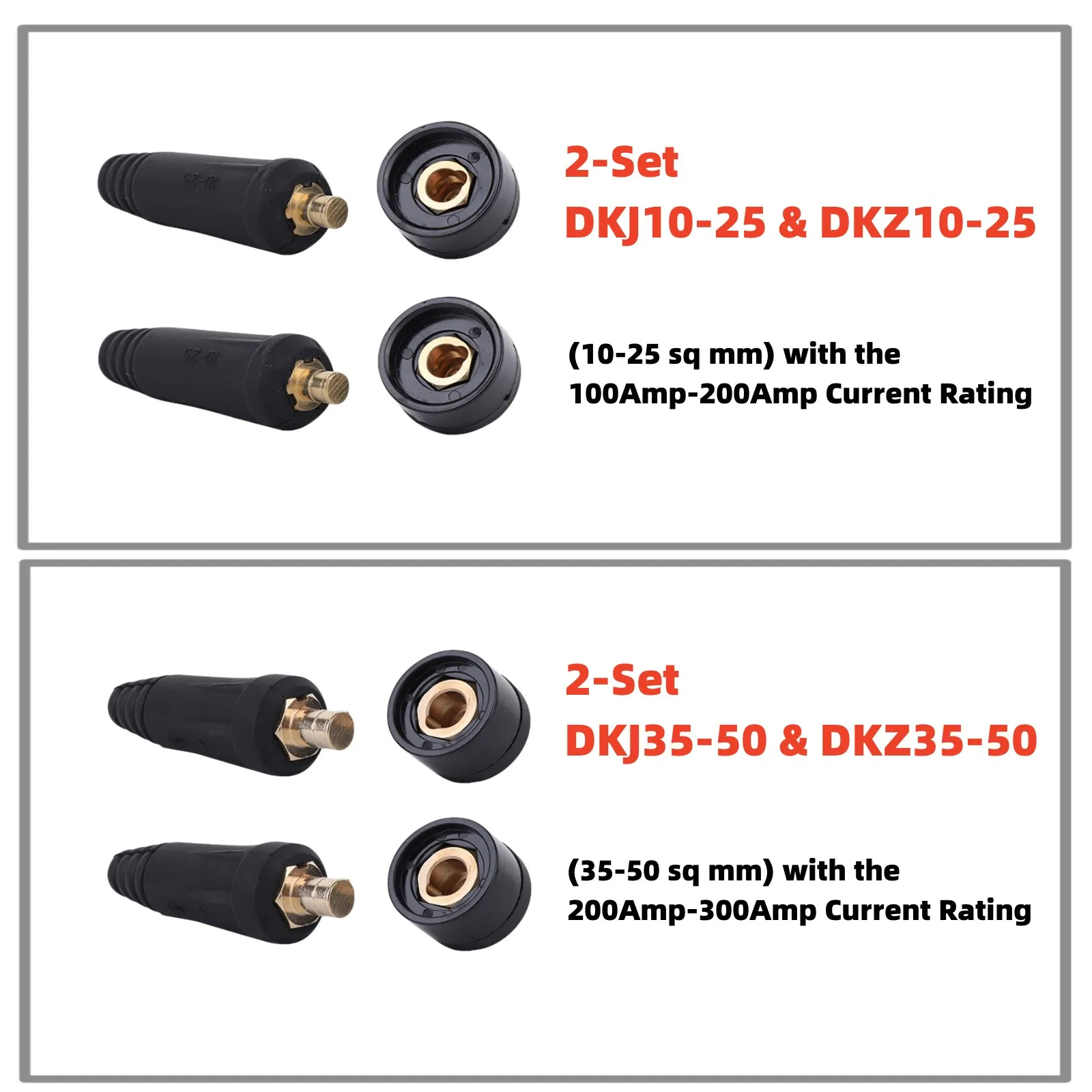 2 sada sváření stroj rychlý šroubení kabel panel konektor nástrčkový DKJ10-25 & DKZ10-25 / DKJ35-50 & DKZ35-50