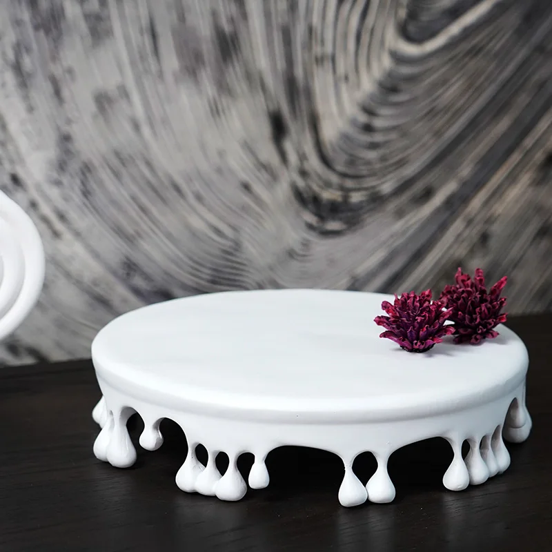 

Water drop art round simple tray modern luxury ins decorative high tray ornaments