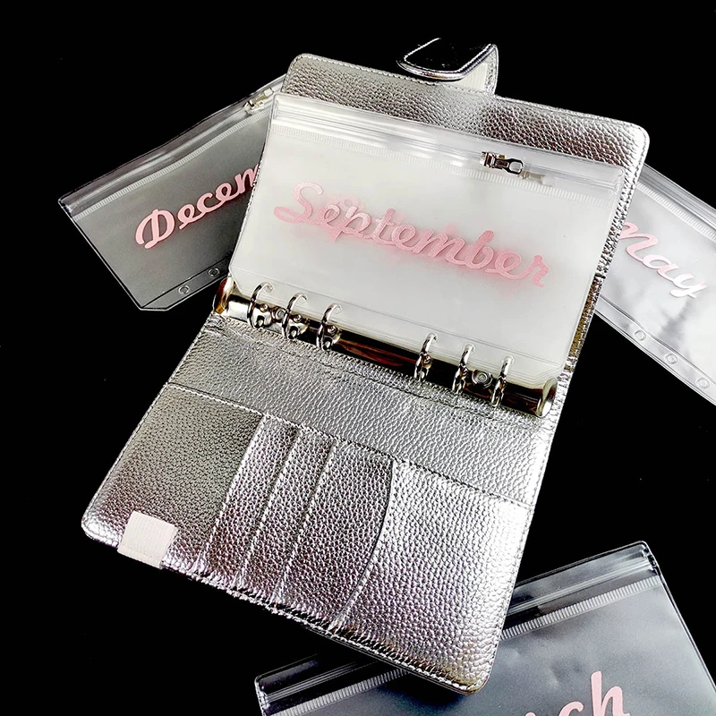 A6 Loose-leaf Zipper Bag 6-hole Transparent Month Data Bag Budget Envelope Bag Data Storage Bag Stationery Office Supplies