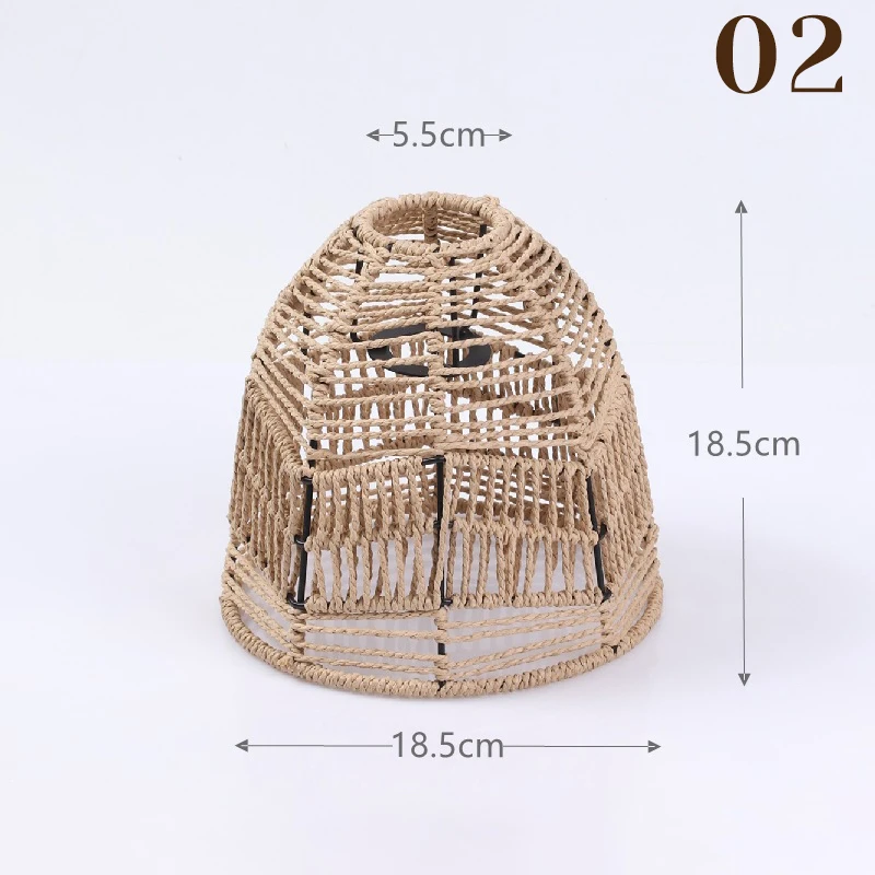 Description Picture 6 of itemNew 1PC Hand Weave Lampshade Rattan Hanging Lamp Shade Cafe Hotel Light Cover Ceiling Pendant Fixture For Home Restaurant Decors