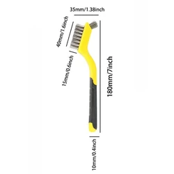 Multi - Purpose Curved Handle Wire Brush Set with Nylon, Brass, and Stainless Steel Bristles for Deep Cleaning and Scrubbing (Stainless brush)