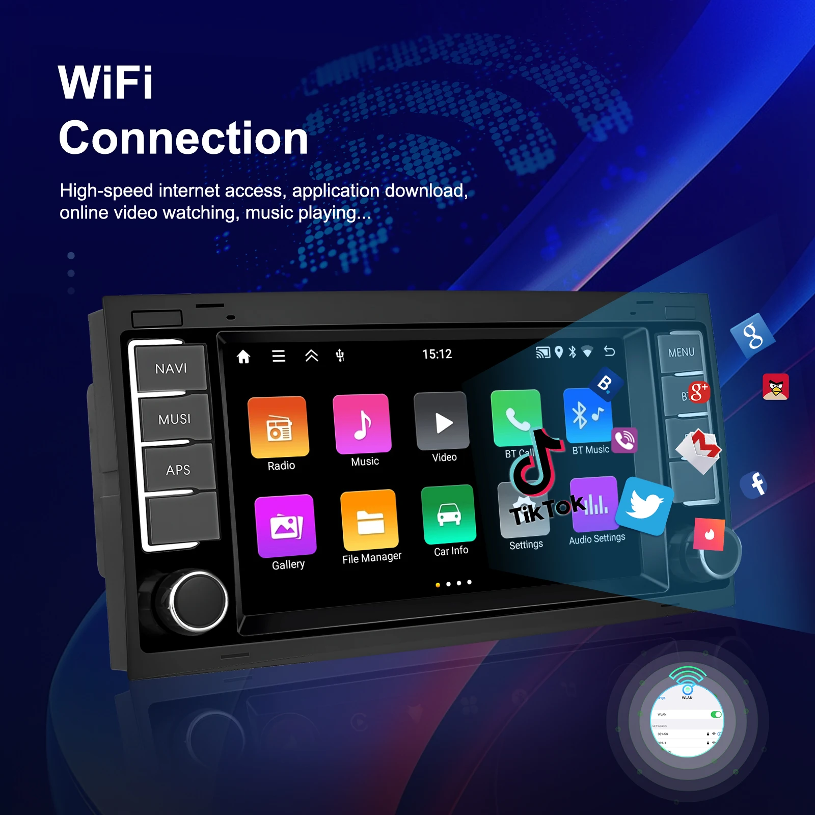 Podofo 4G LTE Android Autoradio GPS-Navigation Wireless Carplay Android Auto Multimedia-Player für VW Touareg/Transporter – Detail 19