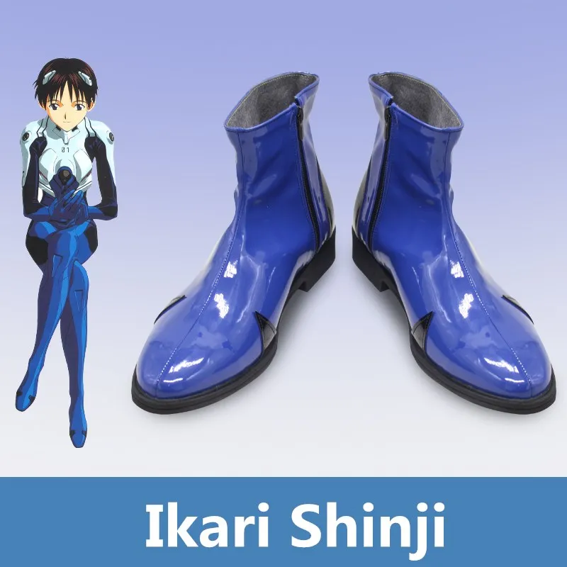 

JP Anime EVA 01 Shogoki Ikari Shinji Cosplay Costume Blue Handmade Faux Leather Shoes