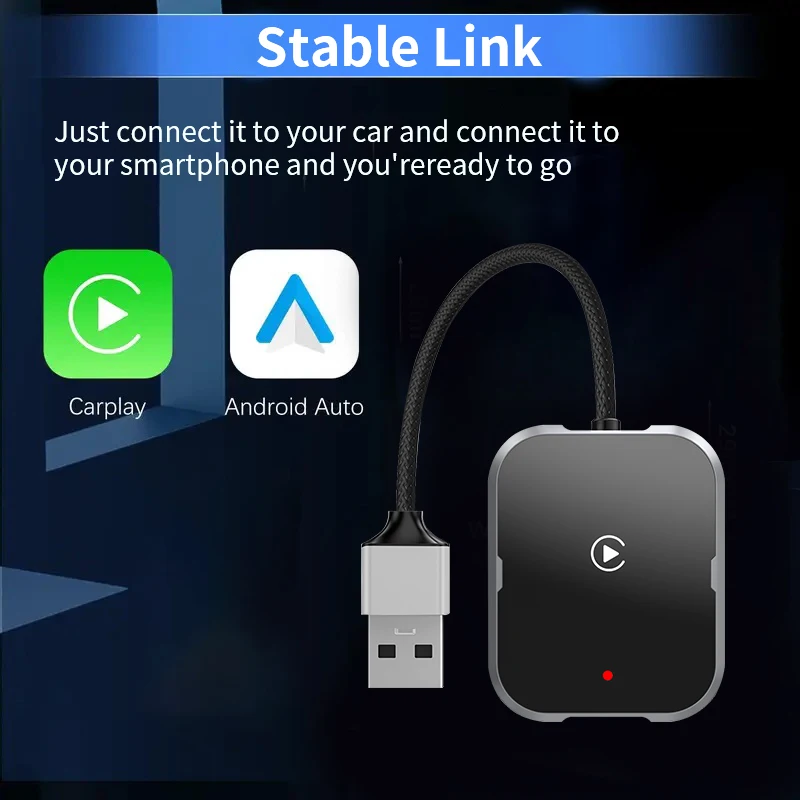 2 in 1 Wireless CarPlay Android Auto Adapter Smart USB Dongle Auto Connect Plug & Play for iPhone and Android Factory Wired Cars