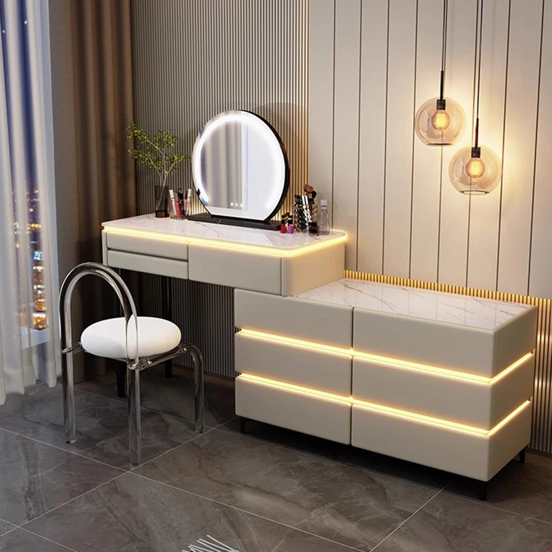 

Makeup Mirror Dresser Cabinet Bedroom Lights Drawer Modern Vanity Tables Storage Luxury Tavolo Trucco Home Furniture LJ50DT
