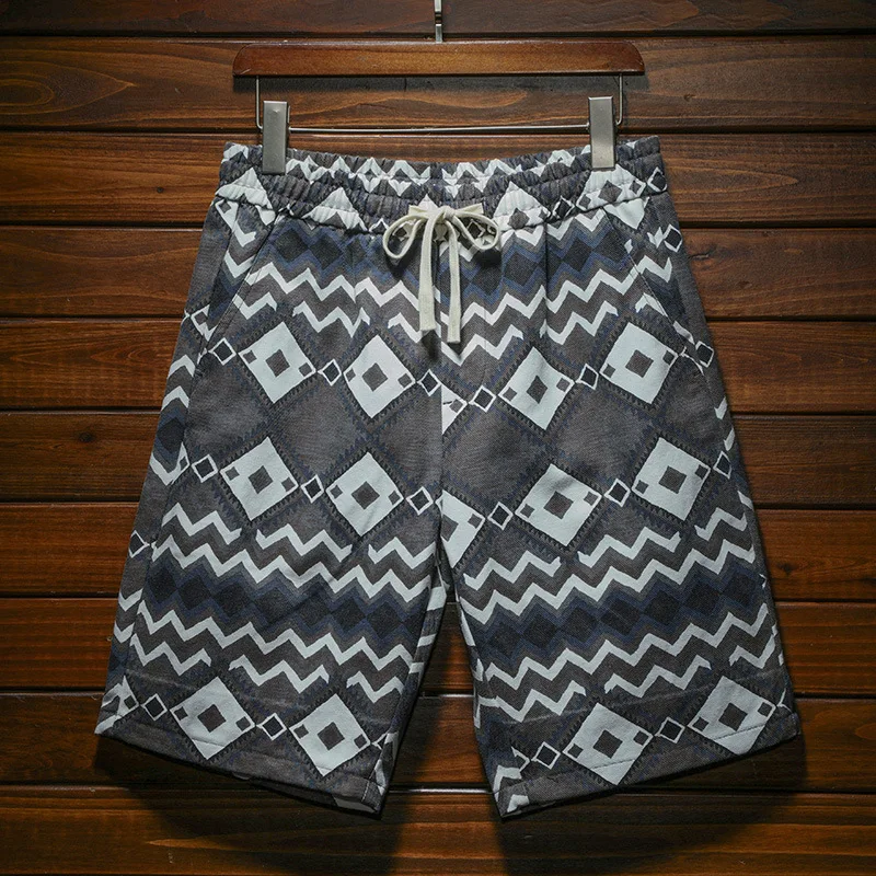 Ethnic Style Printed Shorts Men's Summer Seaside Sports Fashion Loose Stretch Breathable Beach Shorts Casual Outdoor Shorts